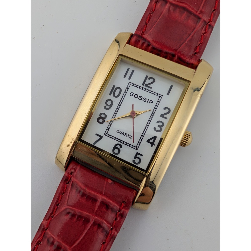Gossip‎ Watch Women 27mm Case MOP Dial Red Leather Band- New Battery